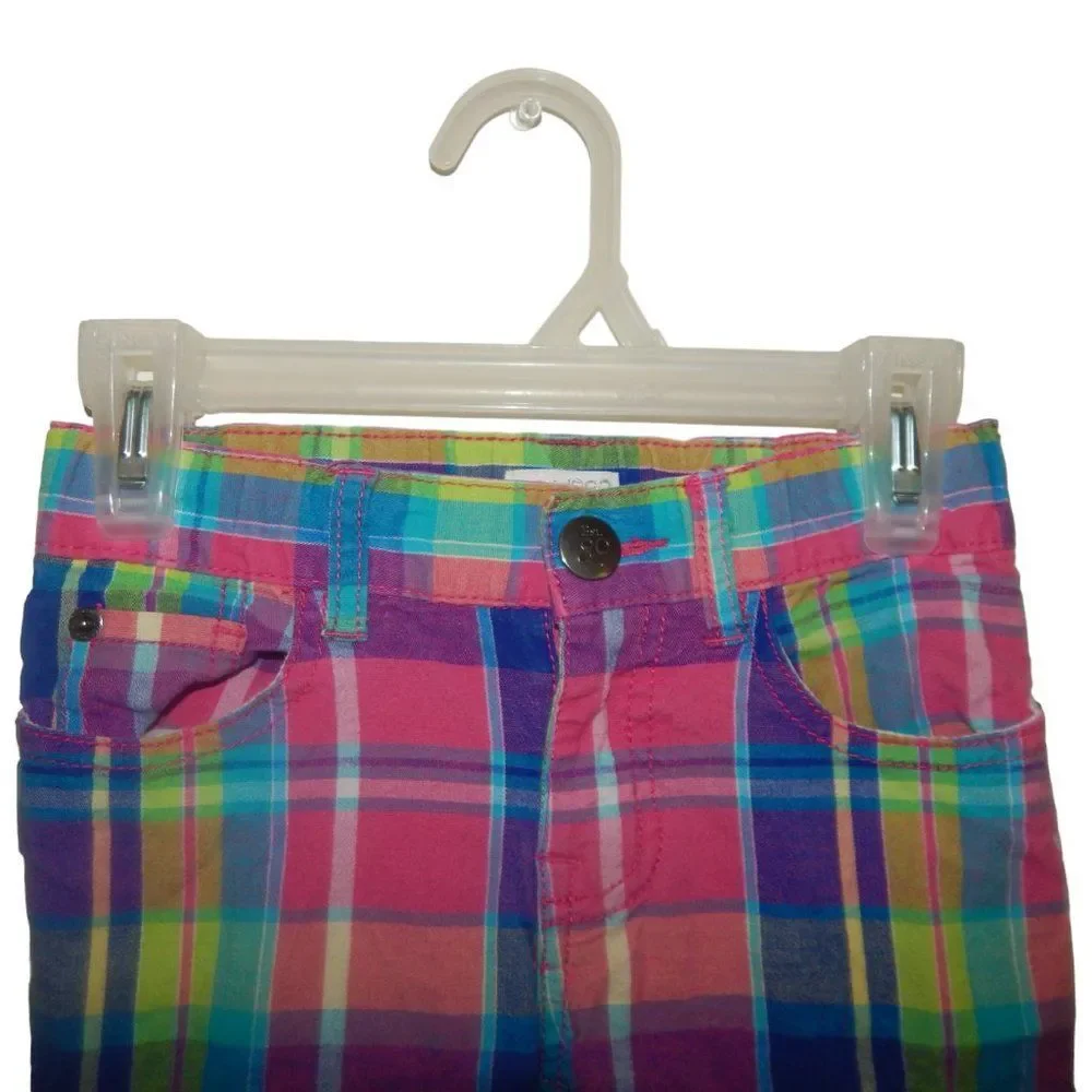 The Children's Place Girls Size 6 Colorful Plaid Bermuda Shorts Pockets Casual